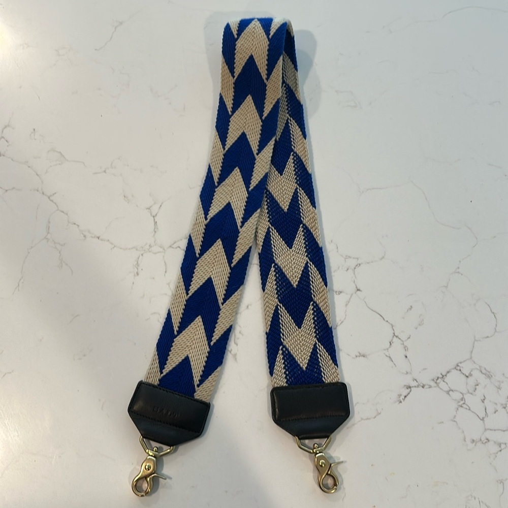 Detachable Blue and Cream Chevron Bag Strap - Universal Replacement